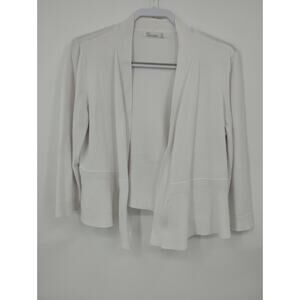89th + Madison White Rib Open Front Cardigan Women's M